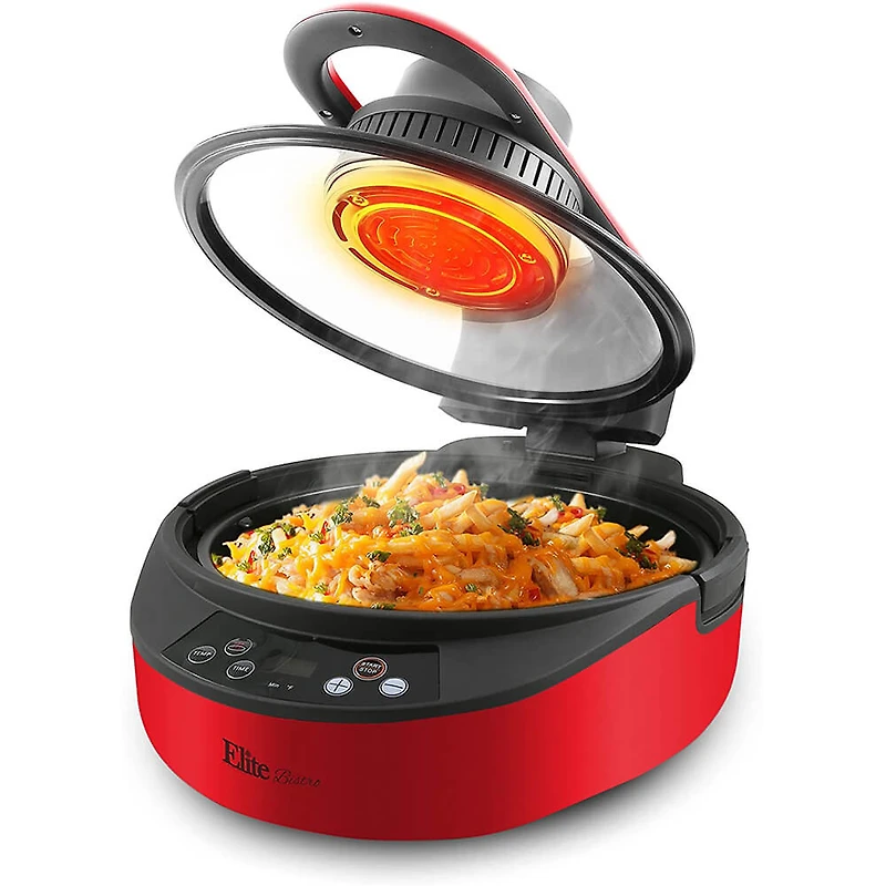 Digital Clamshell Air Fryer - Red - OPEN BOX