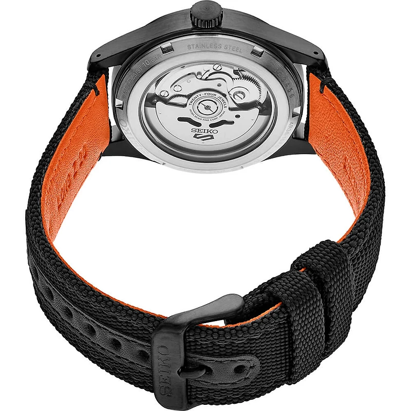 5 Mens Black/Orange Sports Watch