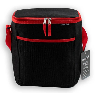 Polar Pack 12-Can Vertical Insulated Cooler Bag - Black/Red
