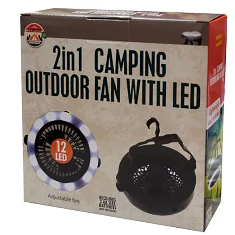 2-in-1 Camping Outdoor Fan with LED Light