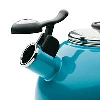 2-Quart Whistling Turquoise Teakettle with Flip-Up Spout