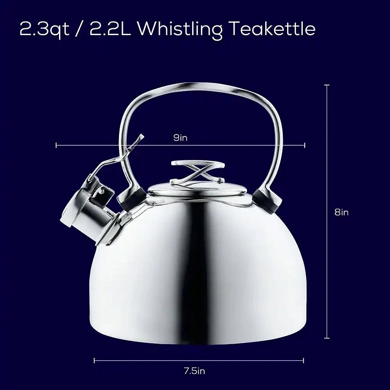 2.3-Quart Whistling Stainless Teakettle with Flip-Up Spout