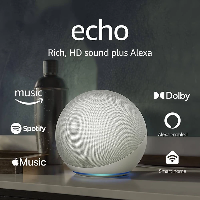 Echo (4th Gen) Smart Home Hub & Alexa - Glacier White