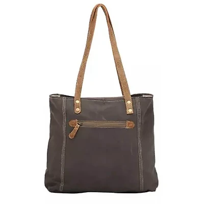 Unique Key Upcycled Canvas & Cowhide Tote Bag