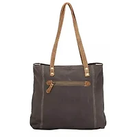 Unique Key Upcycled Canvas & Cowhide Tote Bag