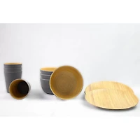 Melamine with Bamboo Dining Set - Grey