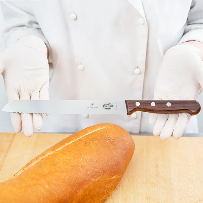 8 inch Rosewood Serrated Edge Slant Tip Bread Knife