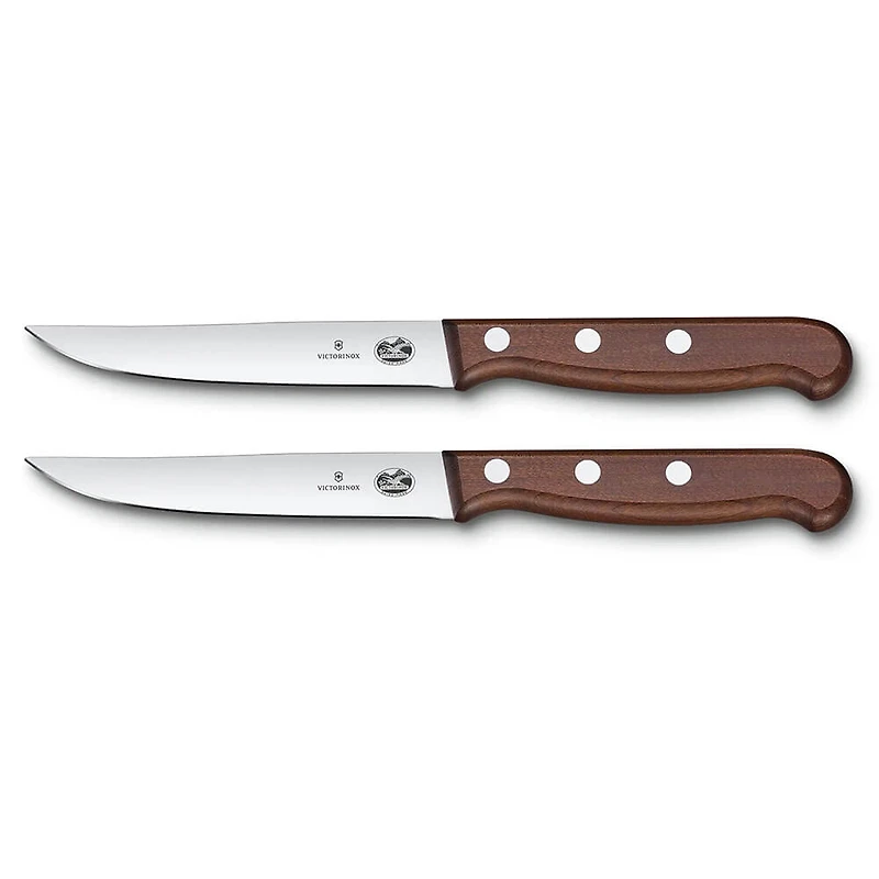 2-Piece Wood Steak Knife Set - Straight Edge