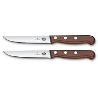 2-Piece Wood Steak Knife Set - Straight Edge