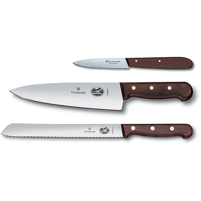 3-Piece Rosewood Flat Knife Set