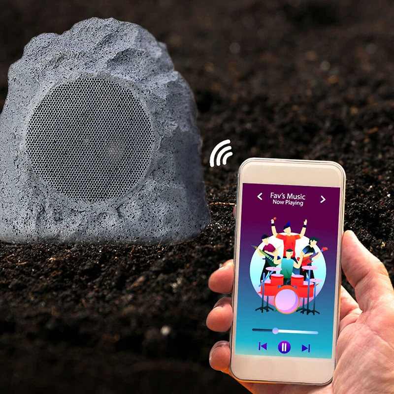 Wireless Outdoor Rechargeable Stereo Rock Speakers Pair