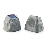 Rechargeable Bluetooth Outdoor Solar Rock LED Speakers Pair with Multilink