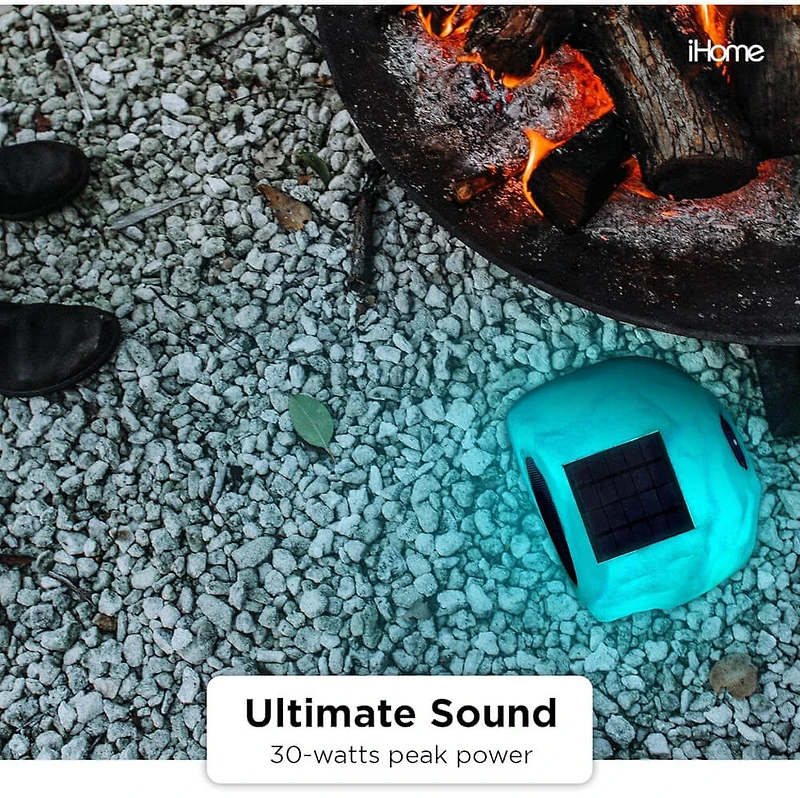 Rechargeable Bluetooth Outdoor Solar Rock LED Speakers Pair with Multilink