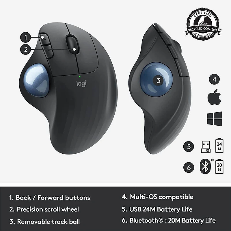 M575 Wireless Trackball Mouse - Graphite - OPEN BOX
