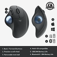 M575 Wireless Trackball Mouse - Graphite - OPEN BOX