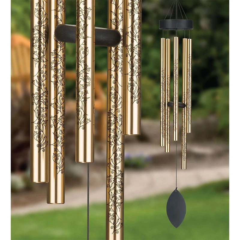 32 inch Floral Wind Chime - Gold