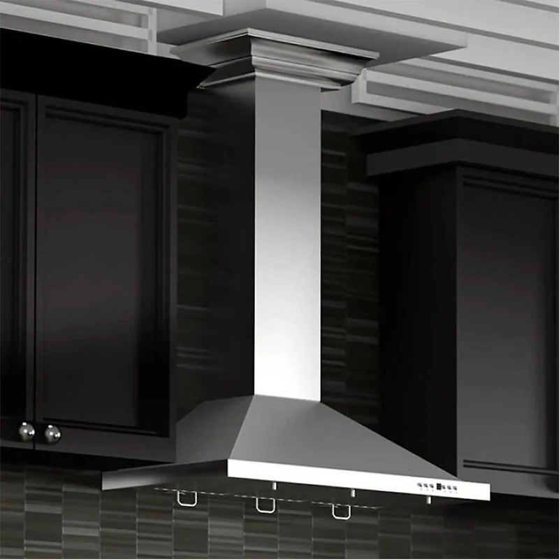 inch Stainless Convertible Vent Wall Mount Range Hood w/ Crown Molding