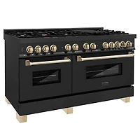 60 inch Autograph Edition Black/Gold Freestanding Double Oven Dual Fuel Range