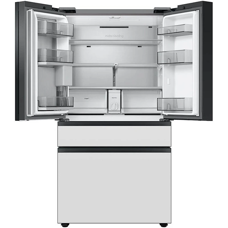 23 Cu. Ft. Bespoke White Glass Counter Depth 4-Door French Door Smart Refrigerator