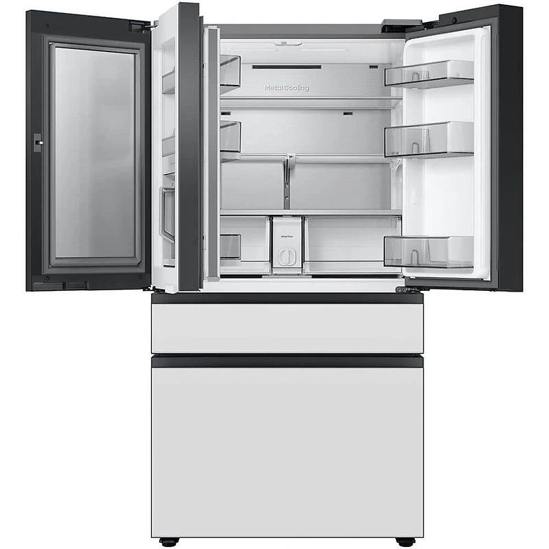 23 Cu. Ft. Bespoke White Glass Counter Depth 4-Door French Door Smart Refrigerator
