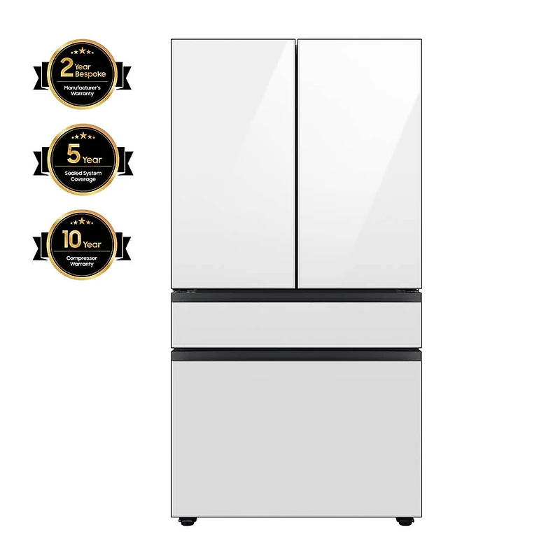 23 Cu. Ft. Bespoke White Glass Counter Depth 4-Door French Door Smart Refrigerator