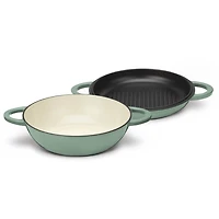 Chefs Classic Enameled Cast Iron 2-in-1 Cookware Set - Sage Green - Open Box