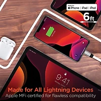 6 Ft. Flexi USB-C to Lightning Flat Cable - White