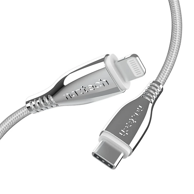 6 Ft. Titanium USB-C to Lightning Braided Cable - White