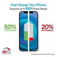 6 Ft. Titanium USB-C to Lightning Braided Cable - White