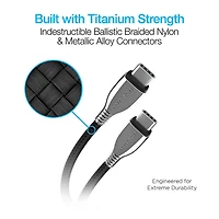 6 Ft. Titanium USB-C to USB-C Braided Cable - Black