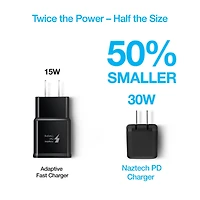 6ft Black 30W PD Wall Charger And USB-C