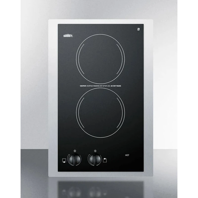 15 inch Black Stainless 2 Element Electric Cooktop