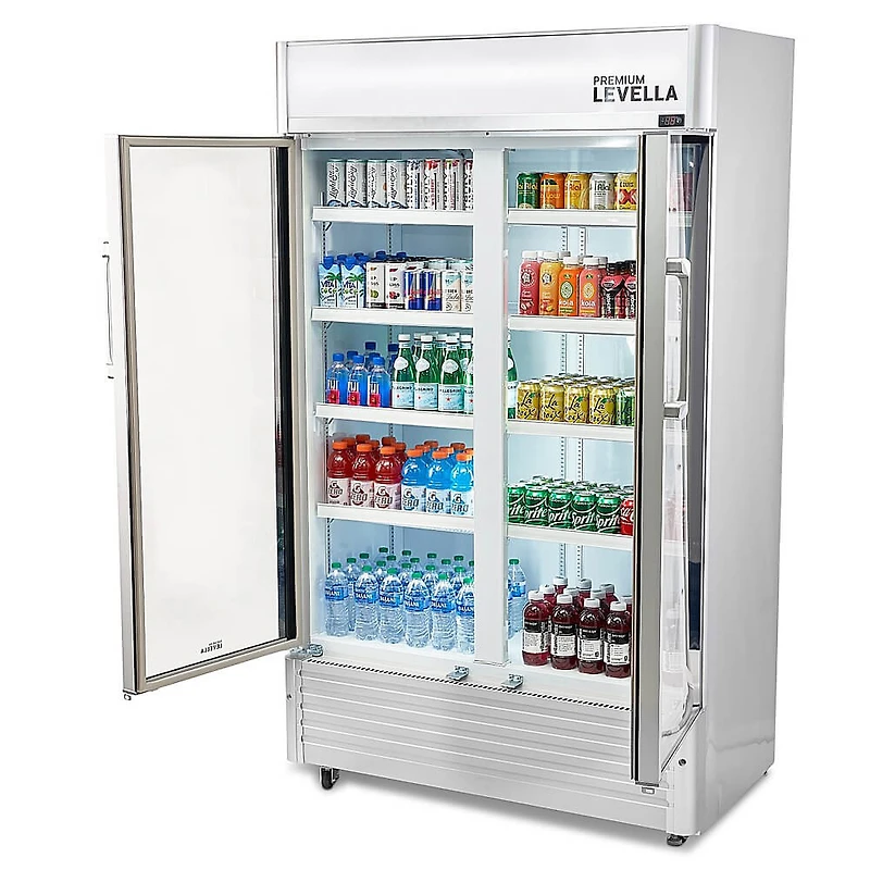 29 Cu. Ft. Silver Side-by-Side Glass Display Refrigerator