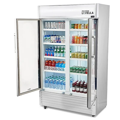 29 Cu. Ft. Silver Side-by-Side Glass Display Refrigerator