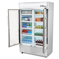 29 Cu. Ft. Silver Side-by-Side Glass Display Refrigerator