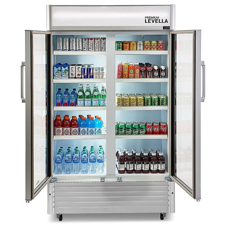 29 Cu. Ft. Silver Side-by-Side Glass Display Refrigerator