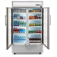 29 Cu. Ft. Silver Side-by-Side Glass Display Refrigerator