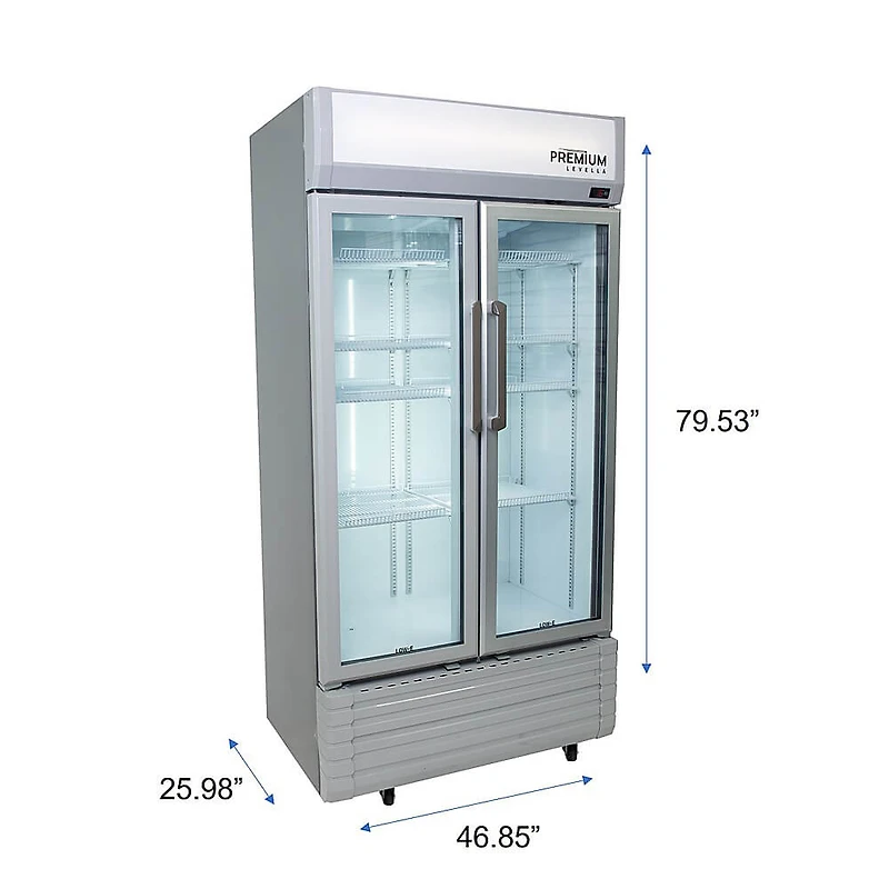29 Cu. Ft. Silver Side-by-Side Glass Display Refrigerator