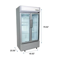29 Cu. Ft. Silver Side-by-Side Glass Display Refrigerator