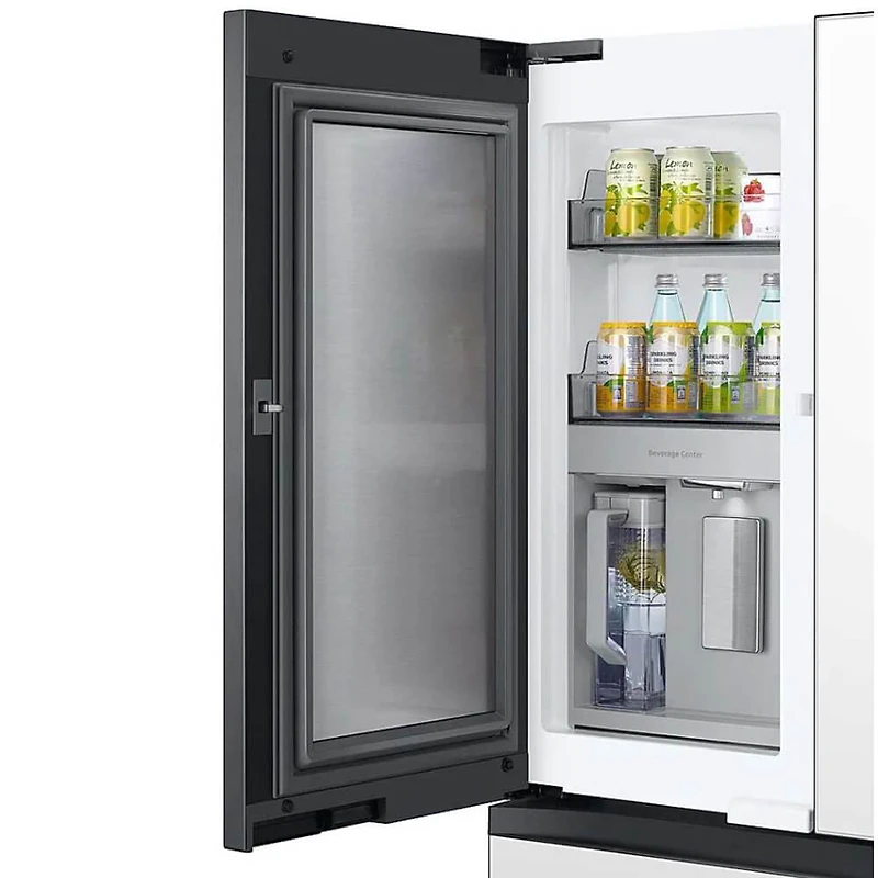29 Cu. Ft. Bespoke White Glass 4-Door French Door Refrigerator
