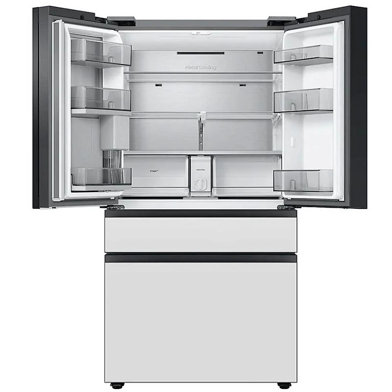 29 Cu. Ft. Bespoke White Glass 4-Door French Door Refrigerator