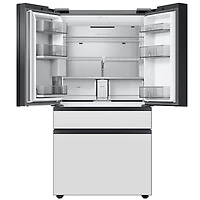 29 Cu. Ft. Bespoke White Glass 4-Door French Door Refrigerator