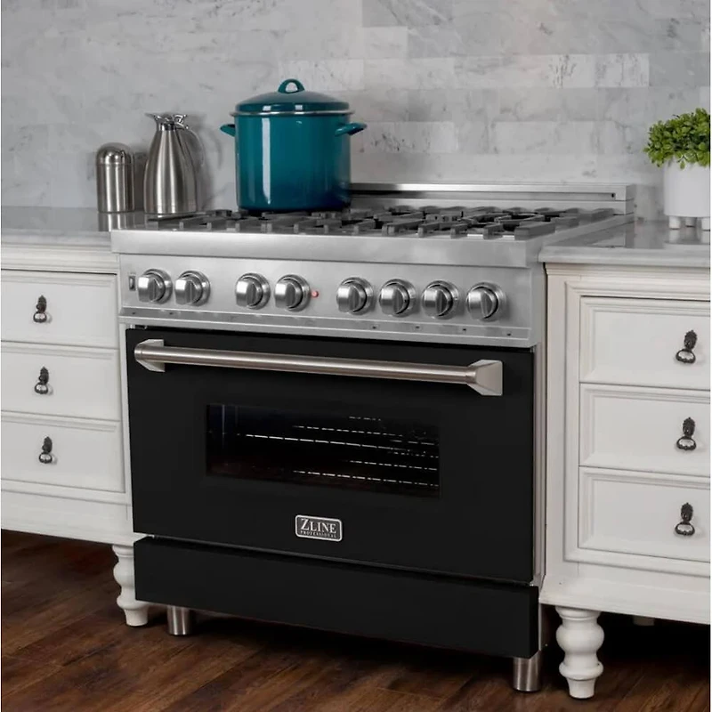 4.6 Cu. Ft. Black Matte Freestanding Dual Fuel Range