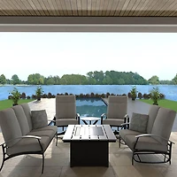 Belle Isle Cape Rectangular Rustic Top Fire Table