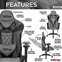 Techni Sport XL Gray Ergonomic Gaming Chair