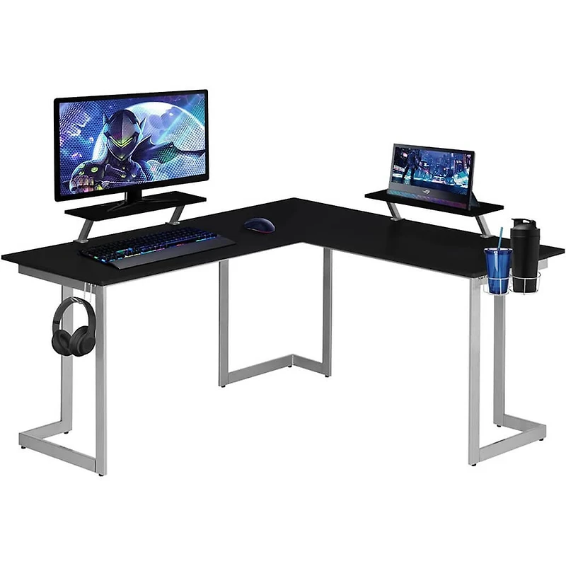 Techni Sport Black L-Shaped Gaming Desk