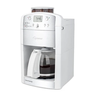 CoffeeTeam GS 10-Cup Coffeemaker with Conical Burr Grinder - White