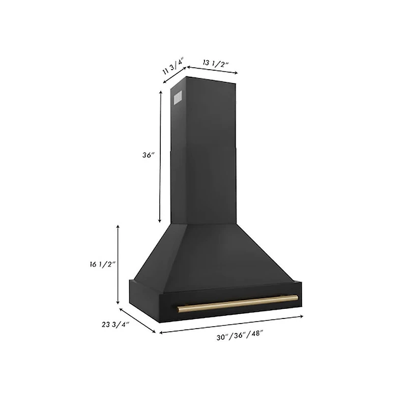 30 inch Autograph Edition Wall Mount Chimney Range Hood - Black Stainless/Champagne Bronze
