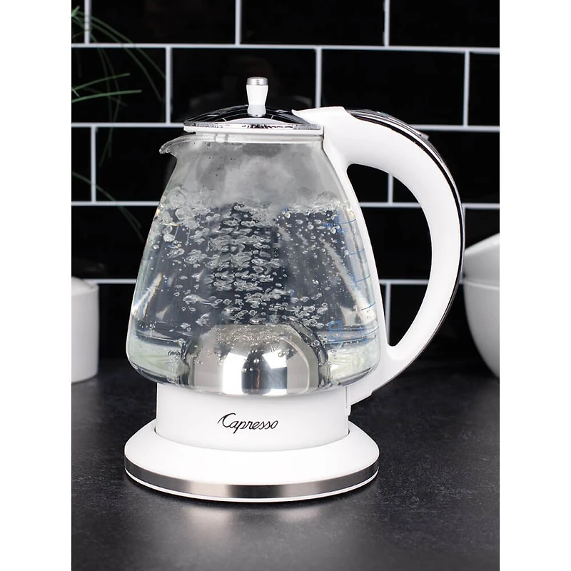 H20 White Glass Water Kettle