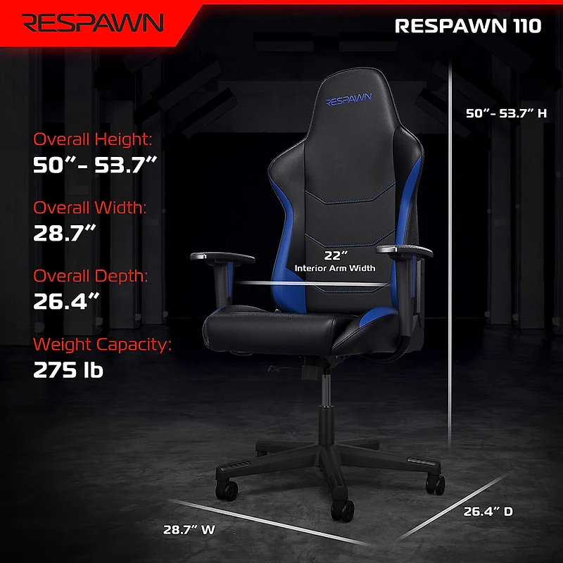 110V3P Reclining Ergonomic Racing Style Gaming Chair - Black
